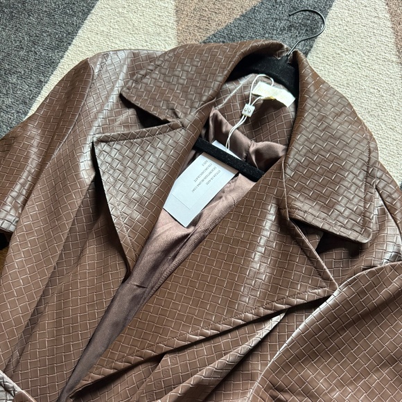 NWT - Brown Leather Trench - Picture 2 of 5